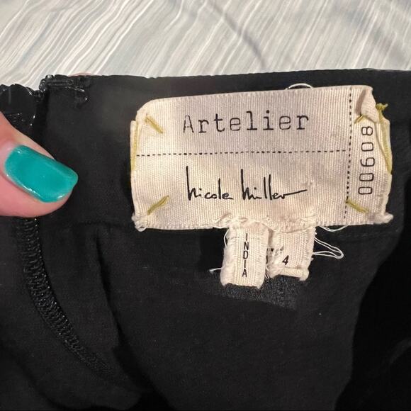 NICOLE MILLER Artelier Silk Beaded Boho Print Mini Skirt size 4 - Picture 3 of 11